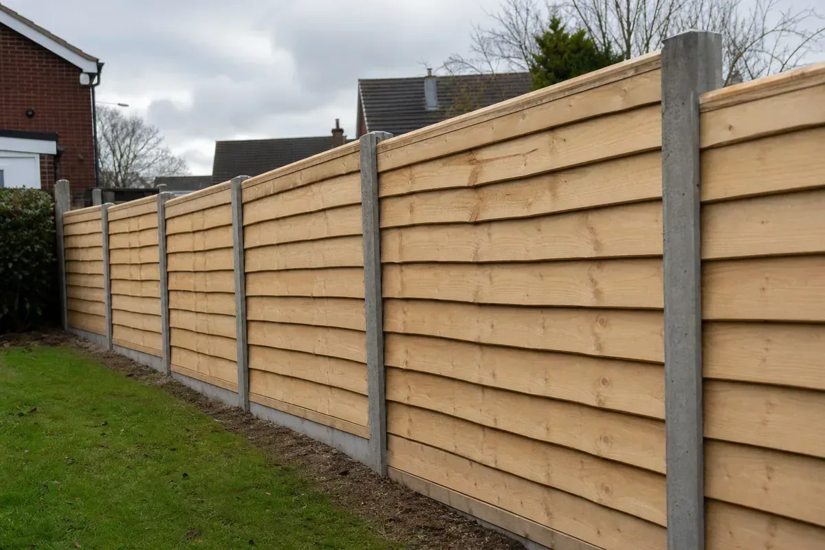 Feather edge timber fencing in a Rochdale garden