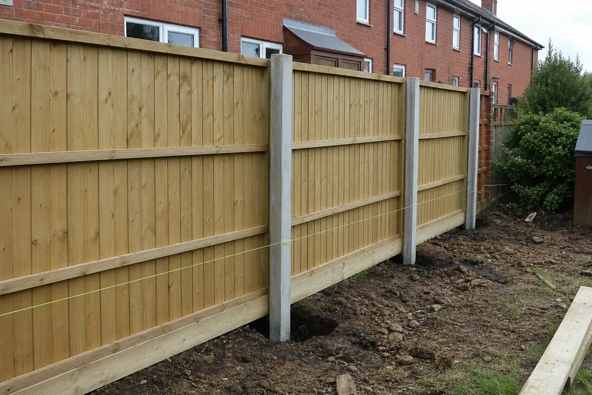 Fence installation work at a Rochdale property